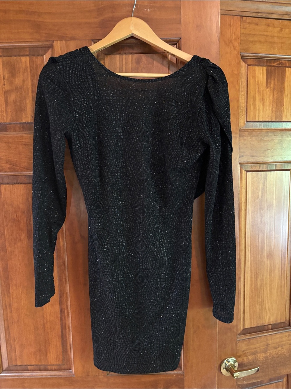 Windsor Black Glitter Long-Sleeve Sheath Dress